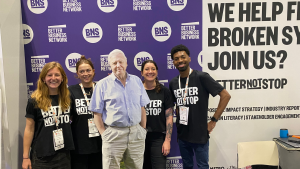 Photo of the betternotstop at Reset Connect with a card board cut out of David Attenborough